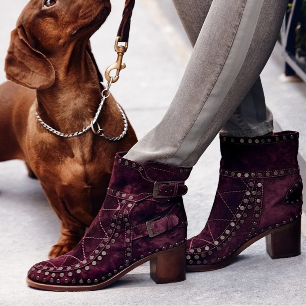 Laurence Dacade Studded Suede Ankle Boots 6.5